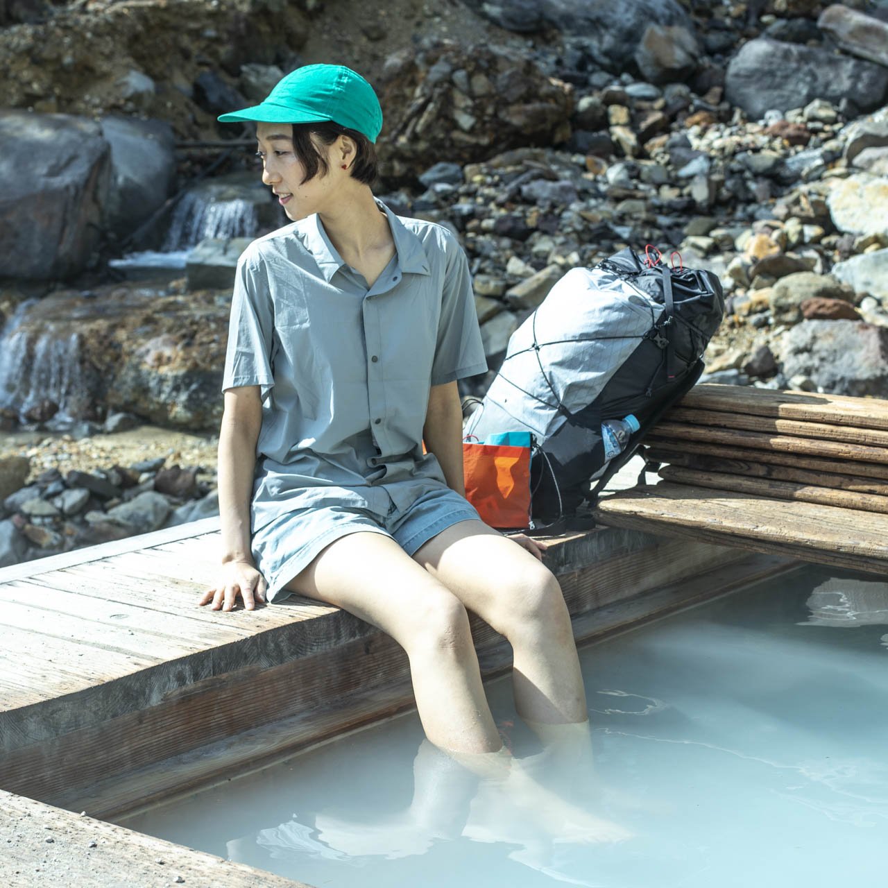 山と道 Bamboo Shirt / Morning Blue / S-