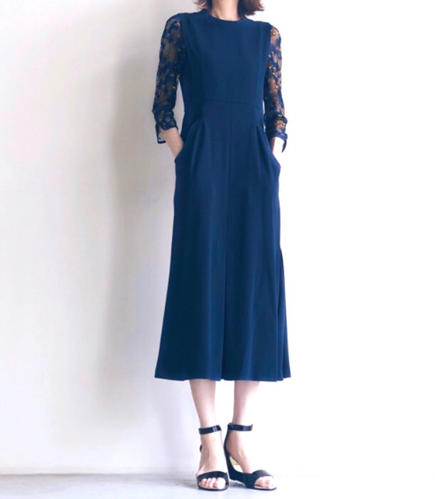 Mame Botanical Lace Sleeves I-Line Dress | jarussi.com.br