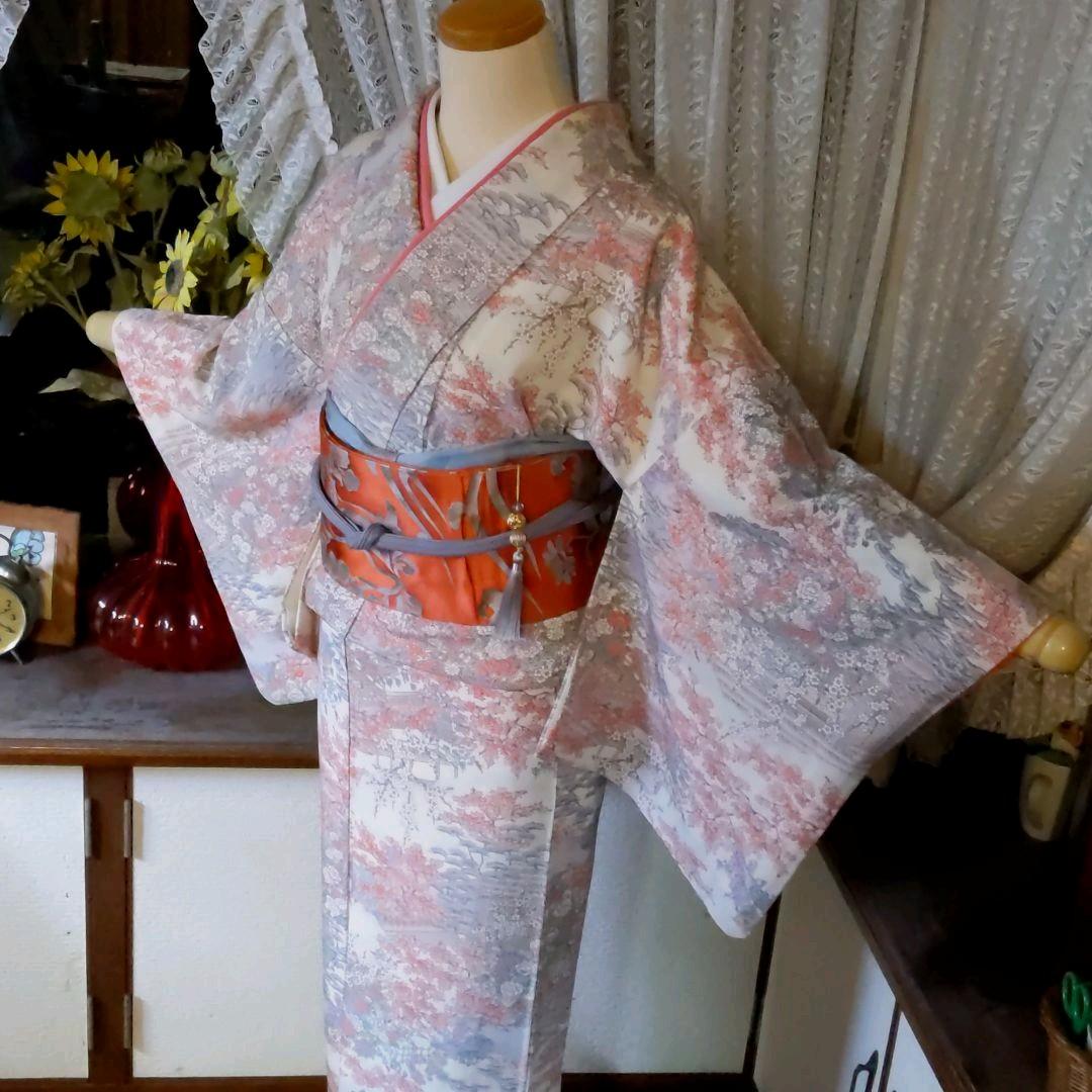 品質一番の M1647M1546【着物と帯 京月花】□垂れ桜金彩加工刺繍正絹