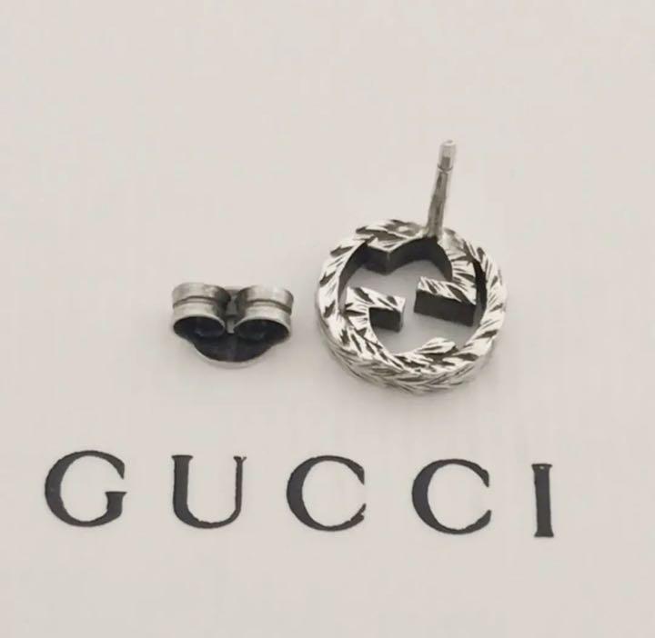 グッチ GUCCI 美品 インターロッキングG ピアス いぶし アラベスク