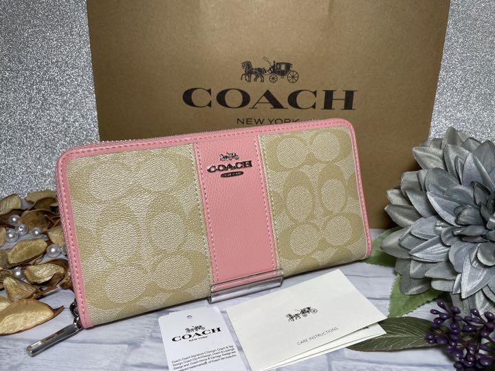 COACH コーチ 長財布 シグネチャー ×ブラウン 青ローズ | www.neumi.it