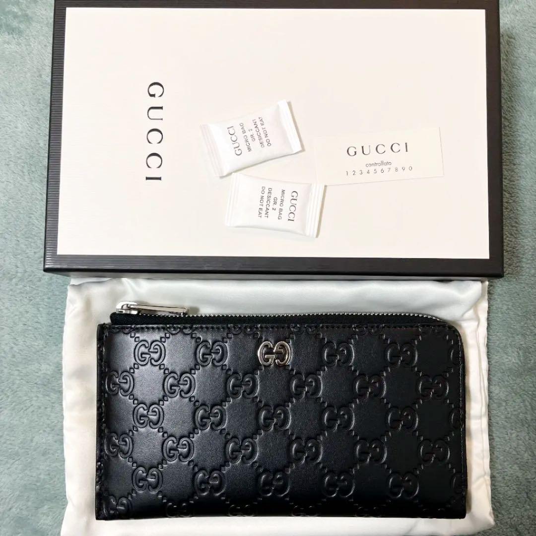 gucci 長財布　グッチ 財布  メンズ マイクログッチシマ