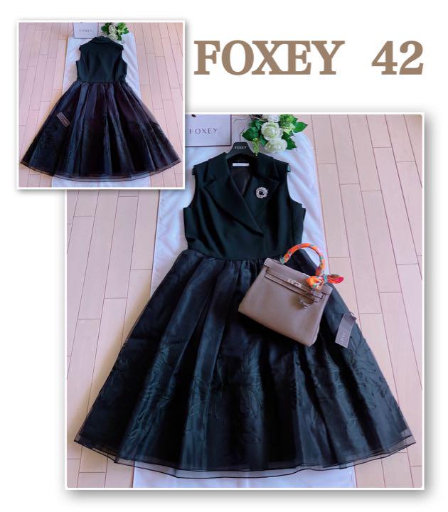 FOXEY 2020年高級異素材ワンピース希少42 新品同様Rene ワンピース