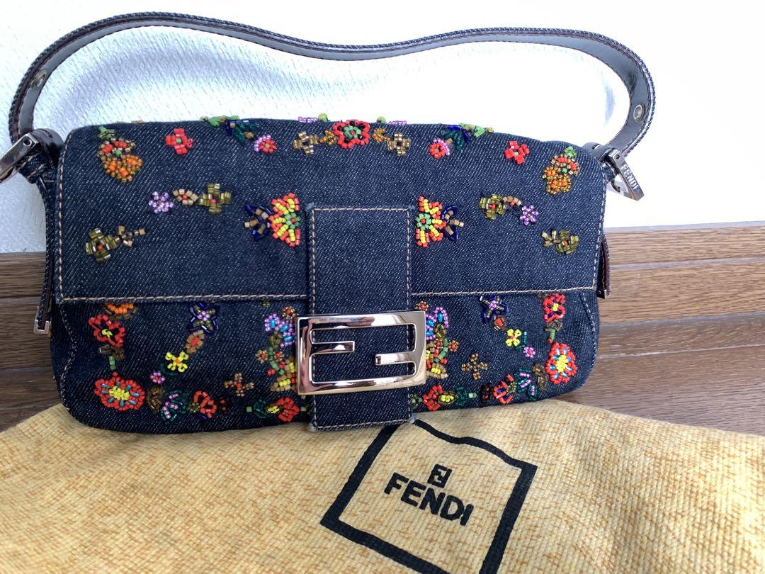 人気オンライン】 FENDI フェンディ ショルダーバッグ デニム ビーズ 