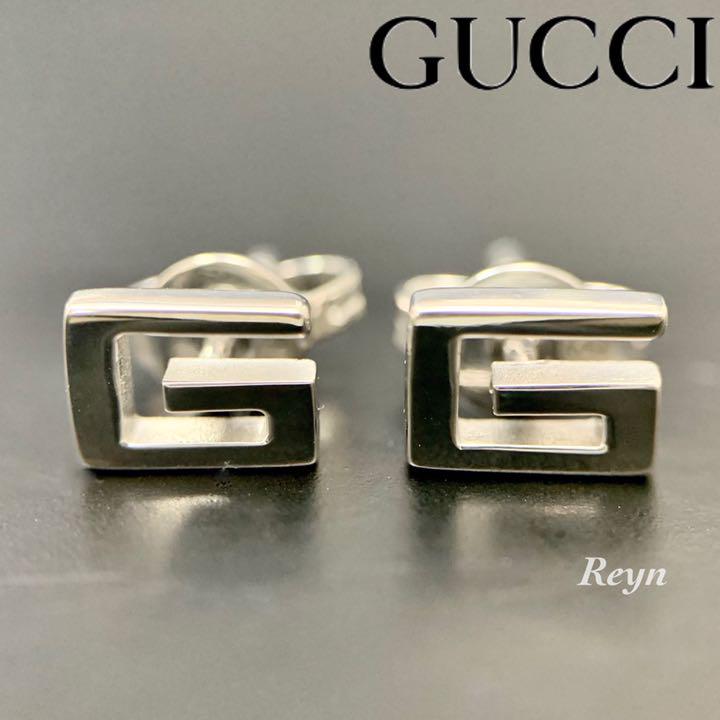 美品 GUCCI フープピアス K18 ホワイトゴールド ダイヤ 750