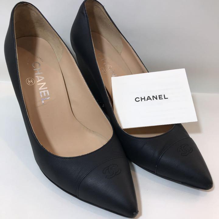 サイズ変更オプション シャネル CHANEL レース パンプス ココマーク 黒